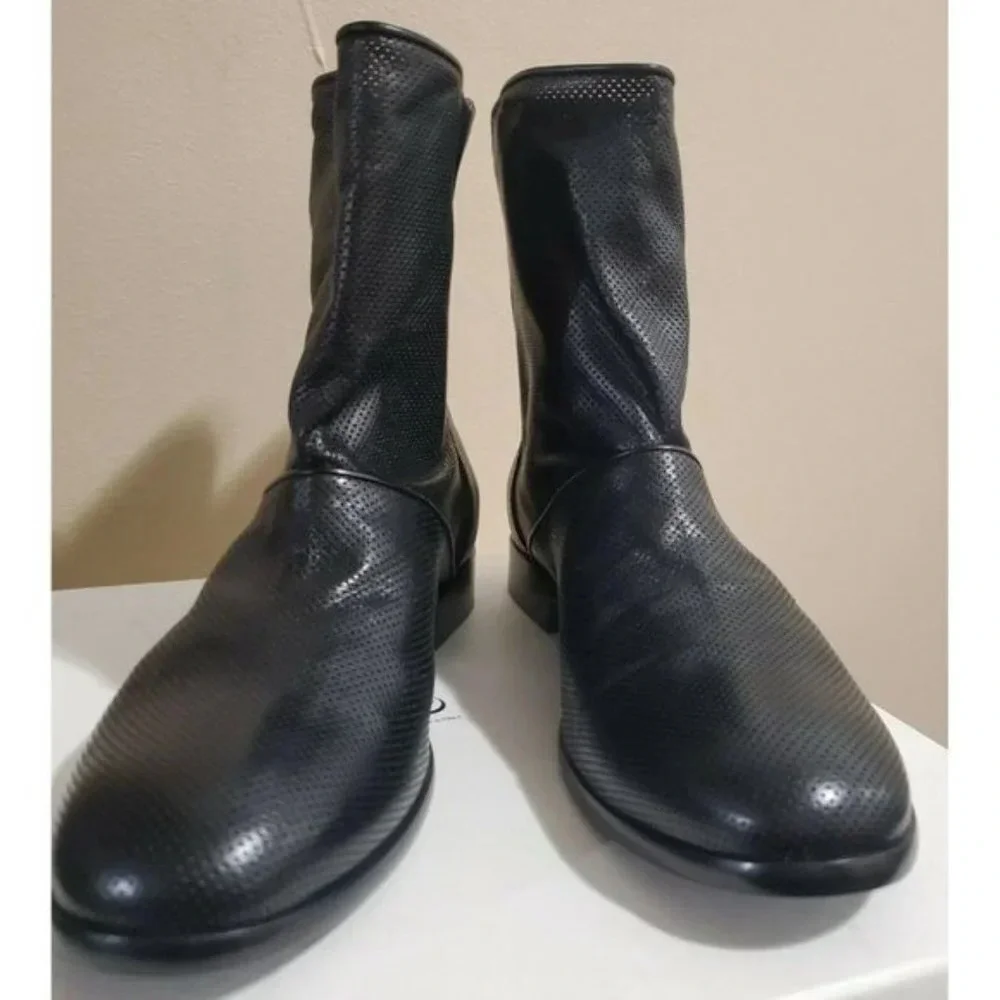 Casadei Black Leather Mesh Look 2 Style Ankle Boot, Sz 40 / IT 10 / US 9.5 - Picture 2 of 12